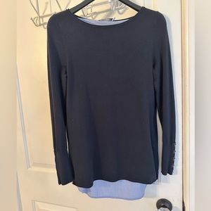 Navy sweater shirt with unique hook details
